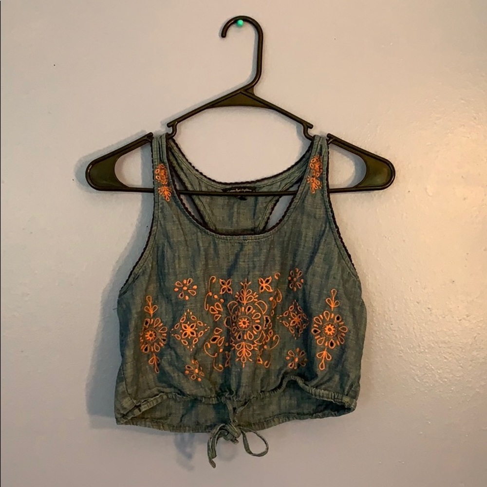 American eagle denim crop top